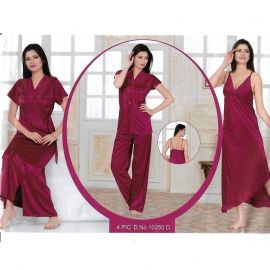 Hot pink 4 piece nightwear for women 106774