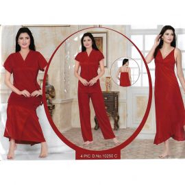 Red 4 piece nightwear for women 106784
