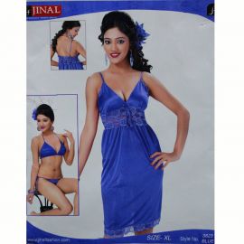Jinal Ladies Sleeping wear 3Piece Blue 106268