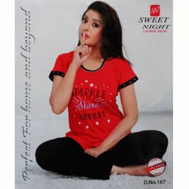 Ladies sleepwear- 2piece (Red and black) 106255