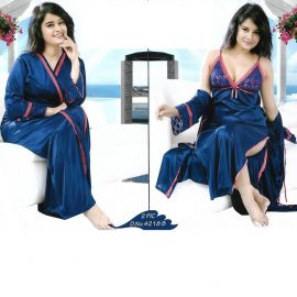 Royal blue with pink lace 2 piece nightwear for women 106695