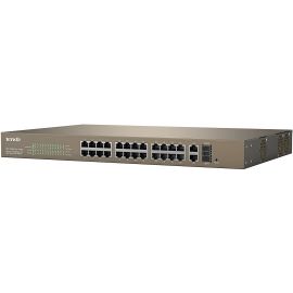 Tenda 24-Port Fast Ethernet PoE+ Web Smart Switch with 2GbE + 2 Combo SFP Ports, 370W (TEF1226P) 1007976