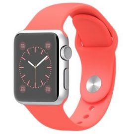 Apple Watch Silver Aluminum Case Pink Sport Band