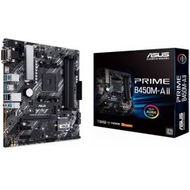 Asus Prime B450M-A-II AM4 Micro-ATX AMD Motherboard (M.2 support, HDMI/DVI-D/D-Sub, SATA 6 Gbps, 1 Gb Ethernet, USB 3.2 Gen 2 Type-A, BIOS FlashBack™, and Aura Sync RGB lighting support)