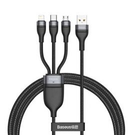 Baseus Flash Series One-for-Three Fast Charging Data Cable USB to M+L+C 66W (1.2m/3.9feet)