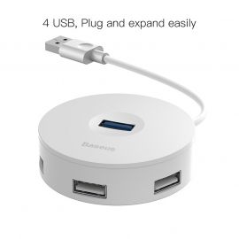 Baseus CAHUB-F02 Round Box 4 in 1 USB HUB Adapter (USB 3.0 to USB 3.0 x 1 + USB 2.0 x 3)