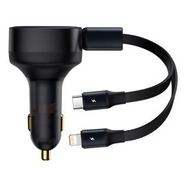 Baseus CCTX-CL Enjoyment Retractable 2 in 1 Car Charger Type-C + Lightning 30W