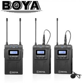 Boya BY-WM8 Pro-K2 UHF Dual-Channel Professional Wireless Microphone System (Two Transmitters + One Receiver)
