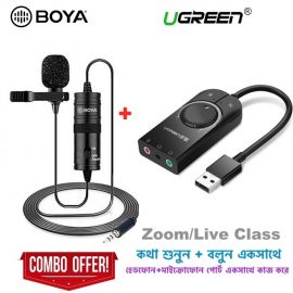 BOYA M1 + Ugreen USB Sound Card Combo for Zoom Live or Online Class 1007808