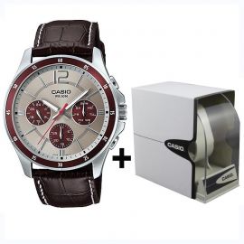 Casio genuine leather belt watch for men (MTP-1374L-7A1V)  106057
