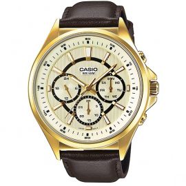 Casio golden Multi Functional leather belt watch (MTP-E303GL-9AV) 106074