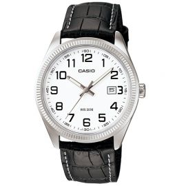 Casio white dial leather belt watches for men (MTP-1302L-7BV) 106046