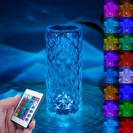 RGB 16 Color Crystal Rose Diamond Table Lamp with Remote Control