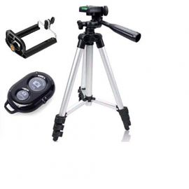 Aluminium Alloy DK 3888 Portable & Foldable Camera Mobile Tripod With Bluetooth Wireless Remote Shutter Photo Clicker Controler  107050