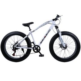 Exclusive Fat Tire Spoke Rim Bicycle - White Color (26-Inch Wheels, 4-Inch Wide Tires, 7-Speed, High Carbon Steel Frame, Adult Bicycles)