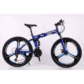 Begasso Mountain Folding Cycle- Blue Color (3 Knives, 26 inch, Double Suspension, Shimano Gear)