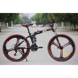 Begasso Folding Cycle- Chili-Red Color (3 Knives, 26 inch, Double Suspension, Shimano Gear)