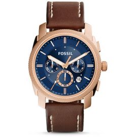 Fossil Machine Men's Blue Dial Leather Band Chronograph Watch - FS5073 106229