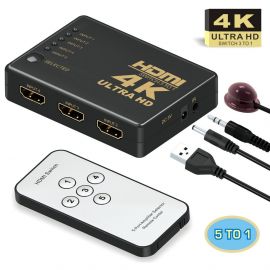  5 Ports HDMI Switch Supports 4K, Full HD1080p, 3D with IR Remote 107280