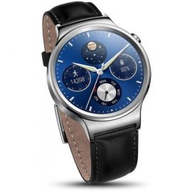 Huawei SmartWatch – Stainless Steel With Black Leather Strap 106342