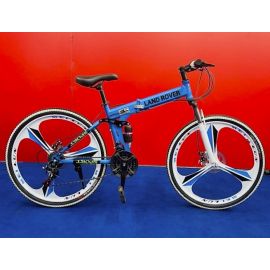 Land Rover G3 Sports Folding Bicycle- Pest/Blue Color (Shimano Gear, Double Suspension, 3 Knives)