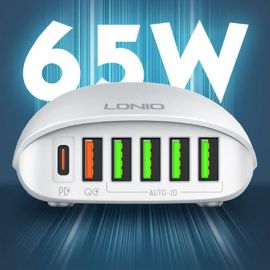 LDNIO A6573C 65W USB Super Fast Charging 6 Port USB Charger
