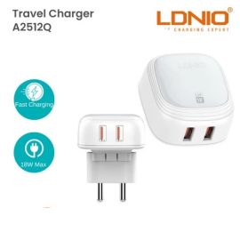 LDNIO A2512Q 18W QC3.0 USB 2 Ports Fast Charger Adapter
