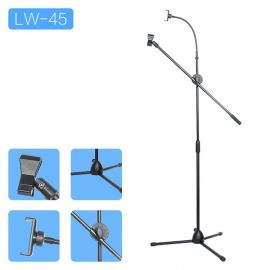 Professional high quality microphone floor stand with smartphone clip holder 106862A