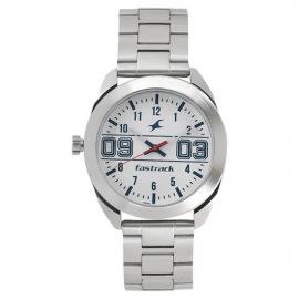 Fastrack Varsity white dial stainless steel strap watch (NN3175SM01)