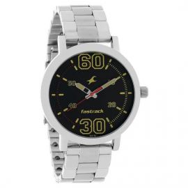 Fastrack Fundamentals Black Dial Stainless Steel Strap Watch (NN38052SM02)