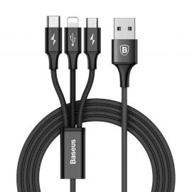 Baseus Rapid Series 3-in-1 Cable For lightning+ Type-C+Micro USB – Black 1007936