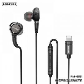 REMAX RM-655I Lightning Metal Wired Earphone For iPhone