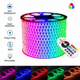 Double Row Super Bright RGB LED Strip Light IP67 Waterproof Light  5 meter + 1500W Driver + Multifunctional 16 Color IR Remote in BD at BDSHOP.COM