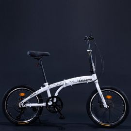 Sanhema Spoke Rim Double Folding Bicycle - White Color (20 Inch, Double Suspension, Shimano Gear)