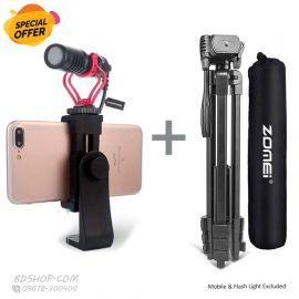 Zomei T90 Tripod+ 360 Rotation Mobile Holder with Flashlight or Shotgun Microphone Adapter in BD at BDSHOP.COM
