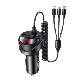 USAMS US-CC119 C22 3.4A Dual USB Car Charger With 3 IN 1 Spring Cable