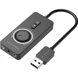 Vention USB 2.0 External Stereo Sound Adapter with Volume Control 0.5m Black ABS Type