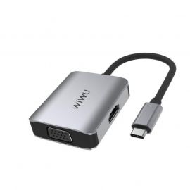WIWU Alpha Type C to HDMI & VGA Hub 2-in-1 Converter In Bdshop