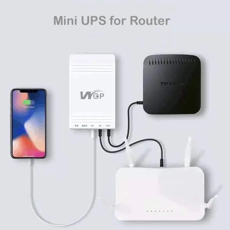 Mini UPS Battery Backup with 4 DC Output Interface, DC 12V/2A 9000mAh Home  Router UPS, Rechargeable Battery Backup for LED Light Strip, CCTV Camera