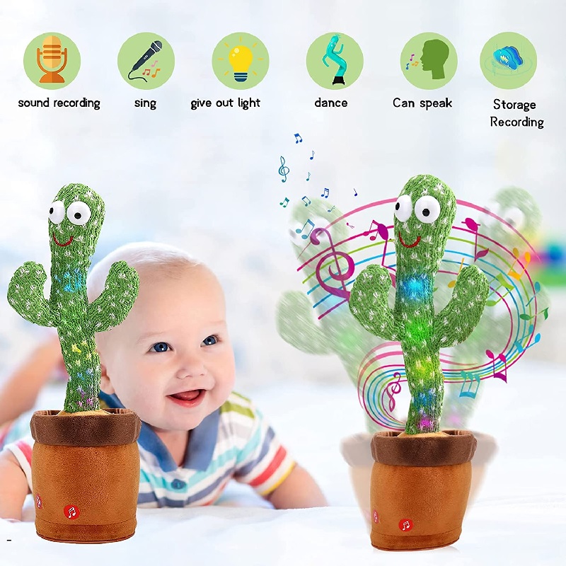 Sing+Repeat+Dance+Recording,Cactus Plush Toy for Home Decor and Children Playing,Holiday Relax,Dancing Cactus Plush in Pot with Hat Emoin Dancing Cactus Repeat What You Say,Singing Cactus Toy 
